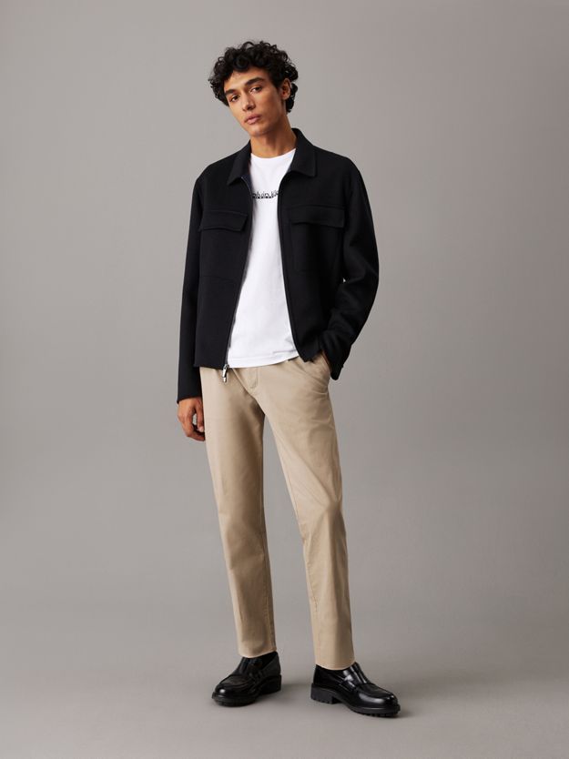 Tapered Twill Pleated Trousers