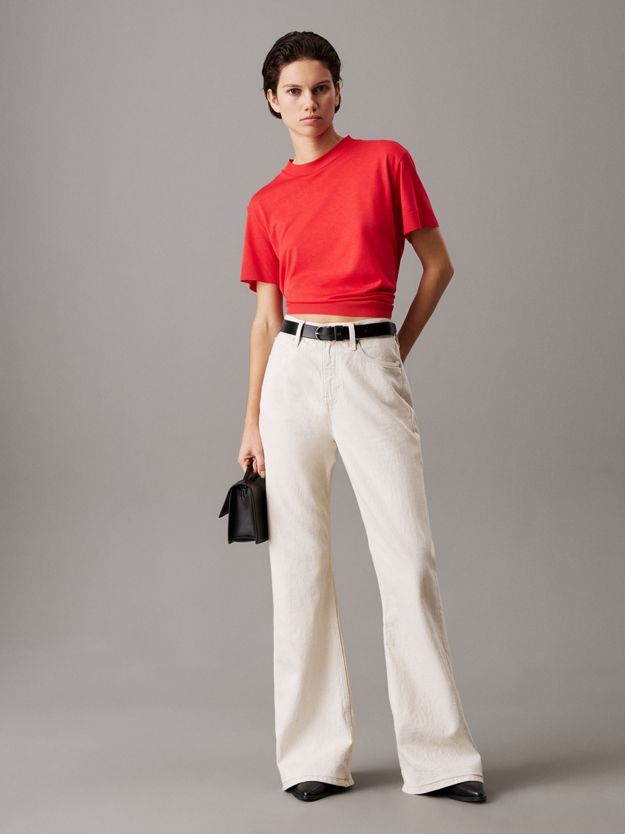 Relaxed Flared Linen Blend Jeans