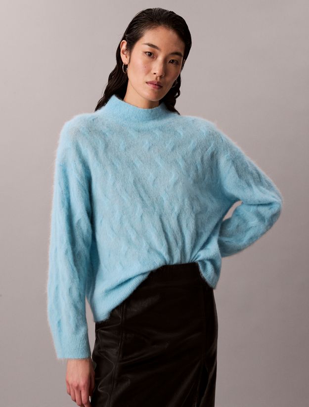 Brushed Alpaca Blend Printed Turtleneck Jumper