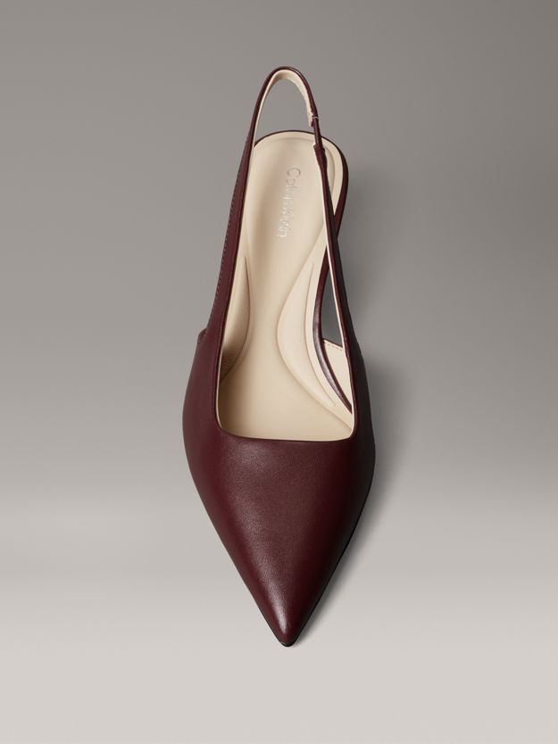 Leather Kitten Slingback Pumps