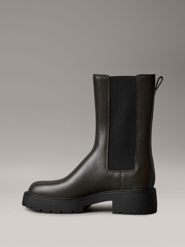 Leather Tall Chunky Chelsea Boots