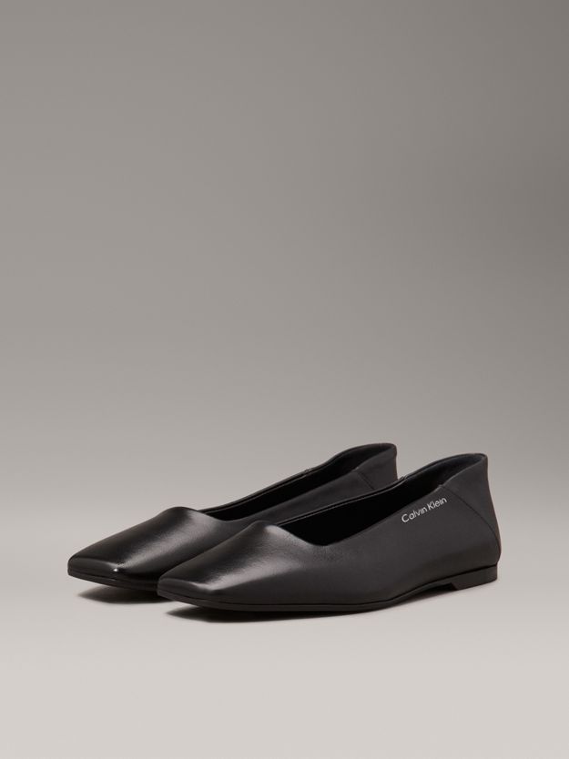 Leather Square Toe Ballerinas