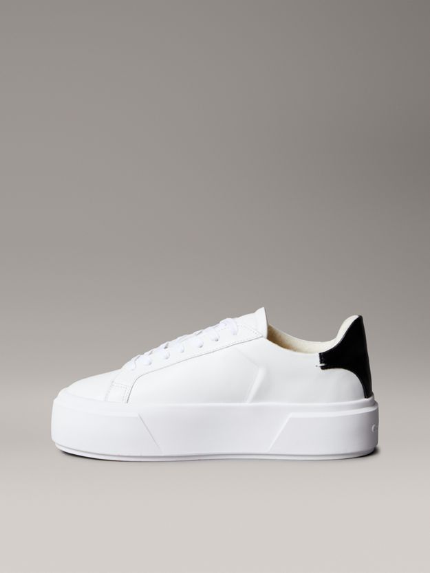 Leather Signature Logo Platform Trainers