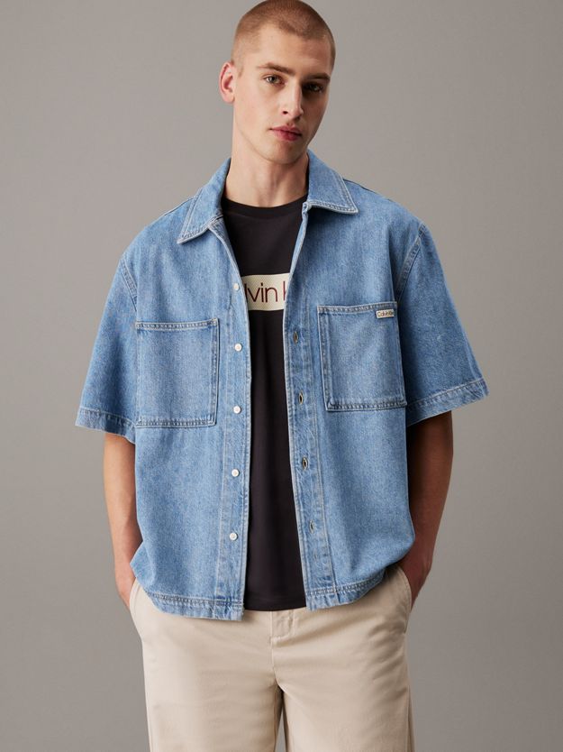 Relaxed Denim Short Sleeve Shirt