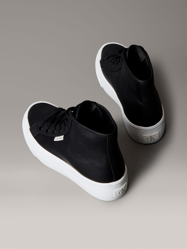 Leather High-Top Platform Trainers