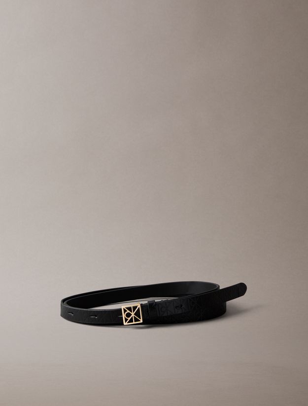 Full Grain Leather Skinny Logo Belt