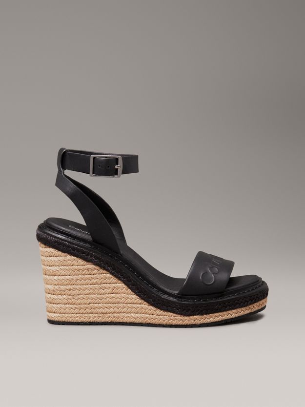 Leather Espadrille Wedge Sandals