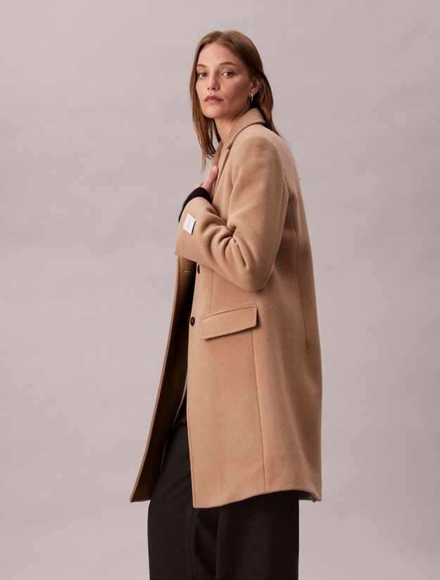 Wool Blend Tailored Coat