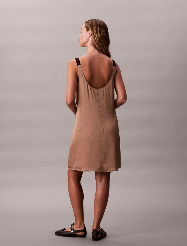Crinkle Satin V-Neck Slip Dress