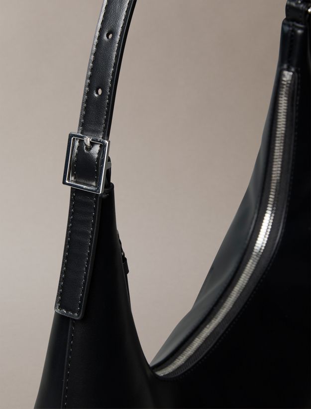 Monogram Logo Emblem Leather Shoulder Bag