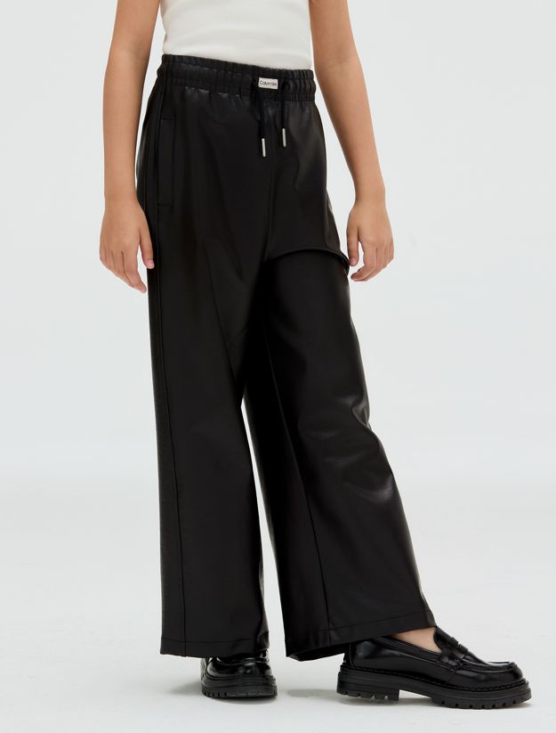 Wide Faux Leather Trousers