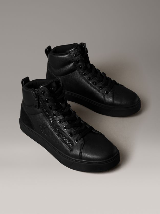 Leather Zip High-Top Trainers