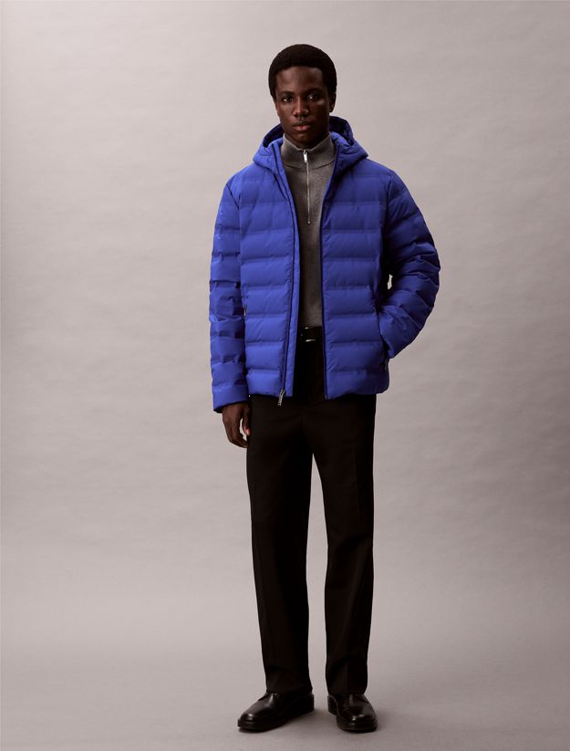 Packable Embossed Logo Quilted Puffer Jacket