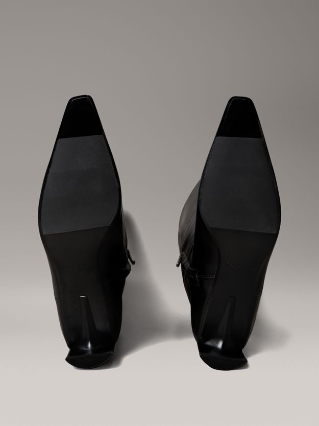 Leather Kitten Heel Knee Boots