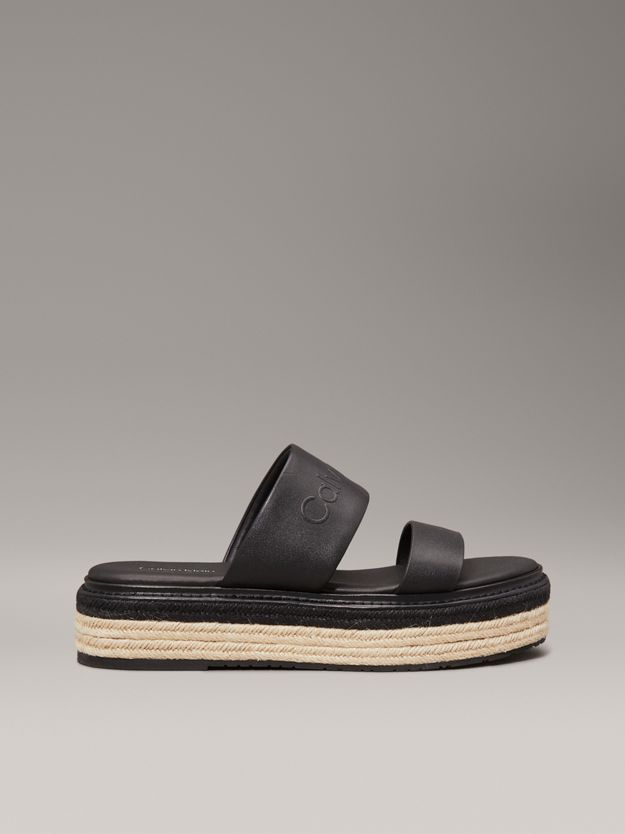 Leather Platform Espadrille Sandals