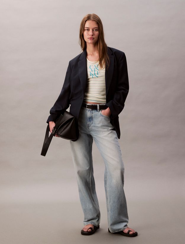 Logo Graphic Ribbed Stripe Tank Top