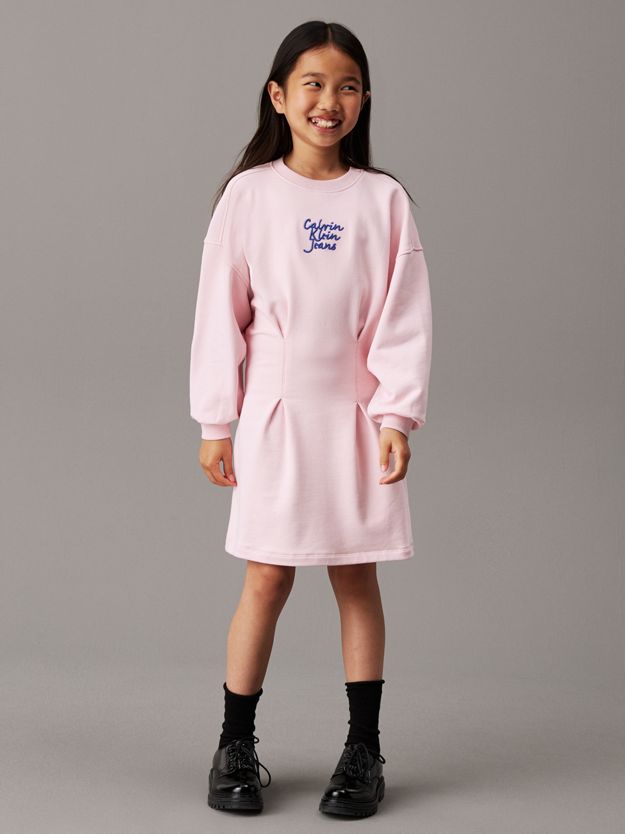 Pleated Logo Sweatshirt Dress