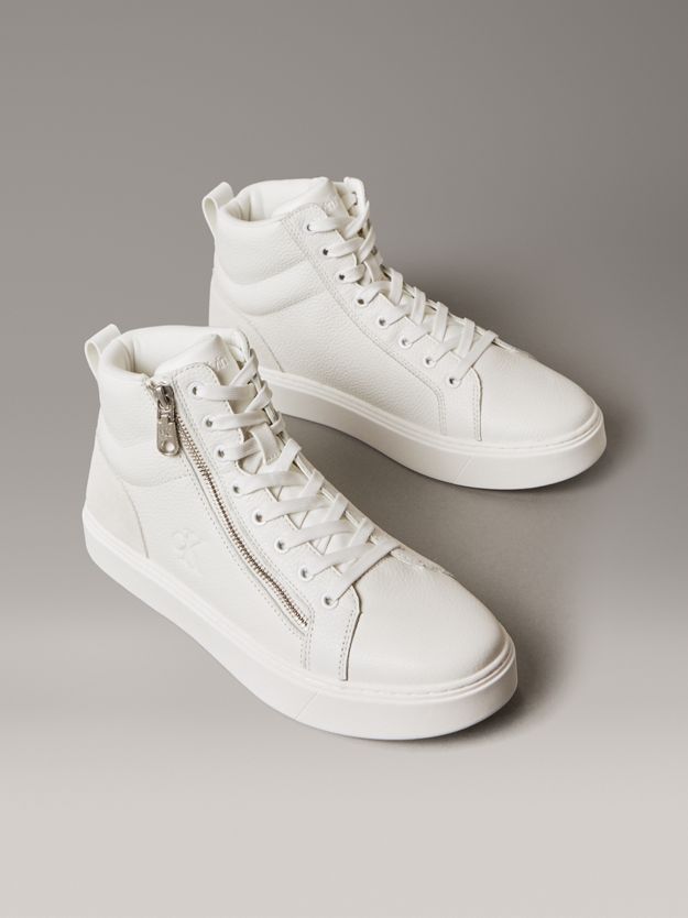 Leather Zip High-Top Trainers