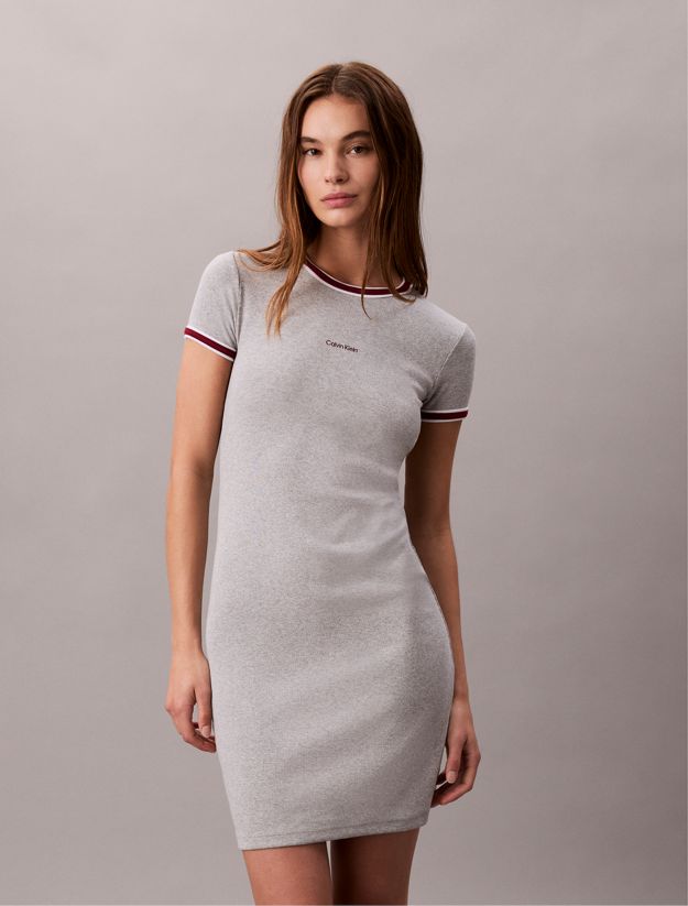 Sporty Slim Ribbed T-shirt Dress
