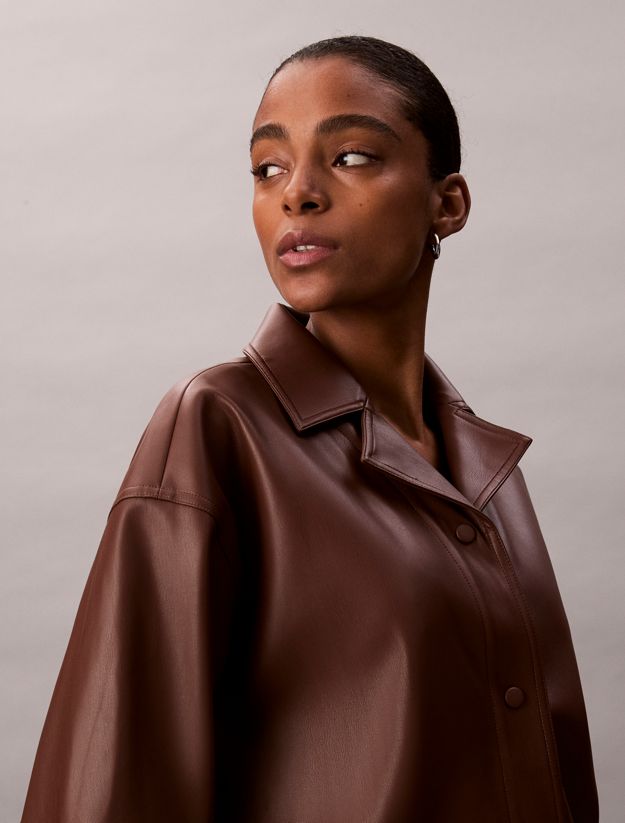 Relaxed Faux Leather Shirt