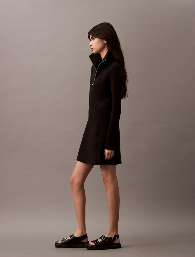 Zip Neck Long Sleeve Dress