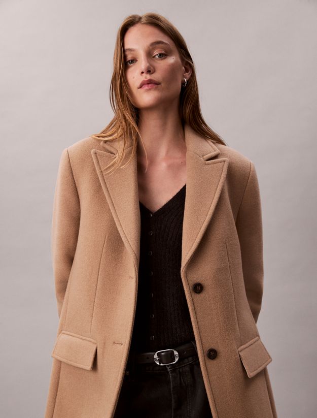 Wool Blend Tailored Coat