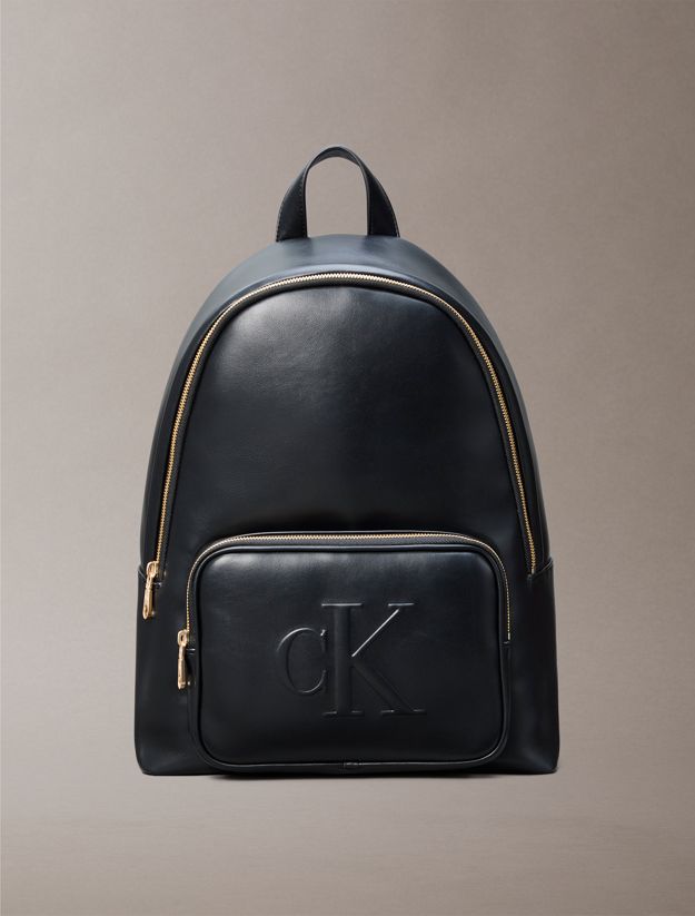 Embossed Monogram Logo Backpack