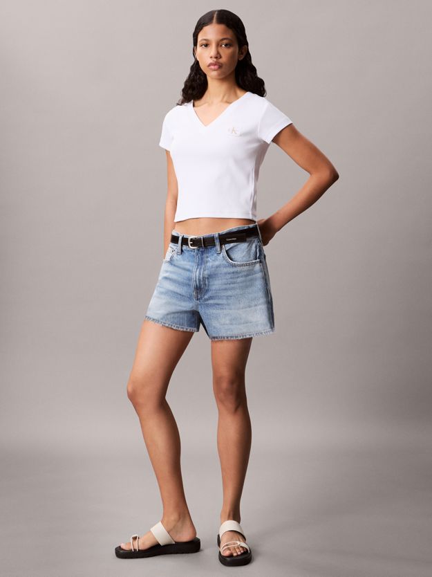 Ribbed Cotton V-Neck T-shirt