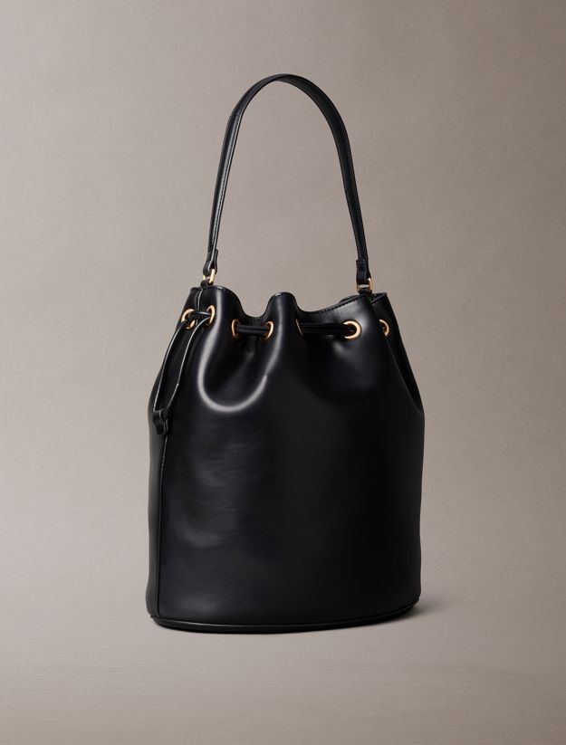 Embossed Monogram Logo Bucket Bag