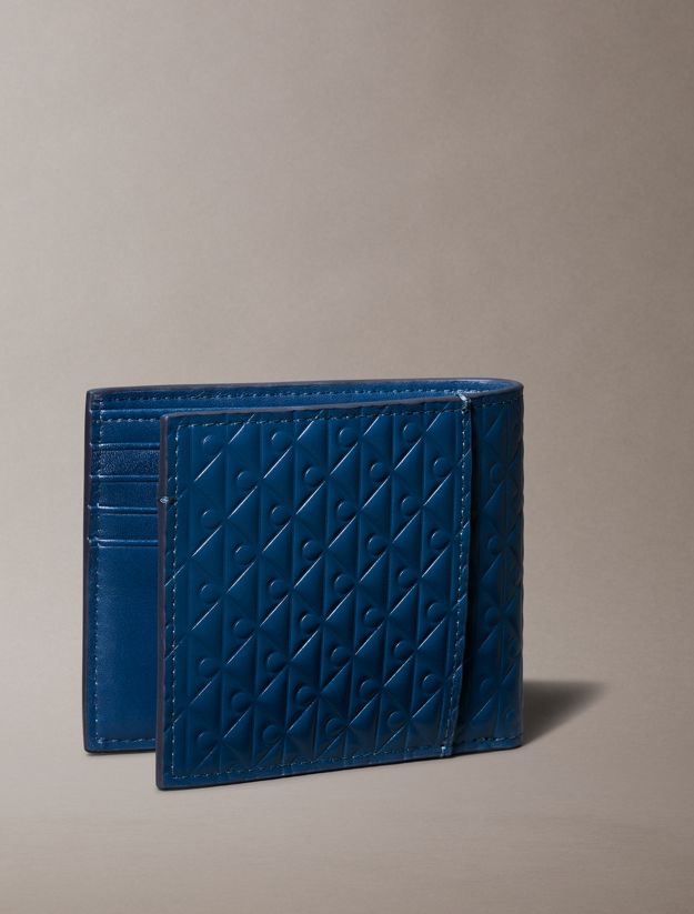 Embossed Allover Monogram Bifold Wallet with Coin Pouch