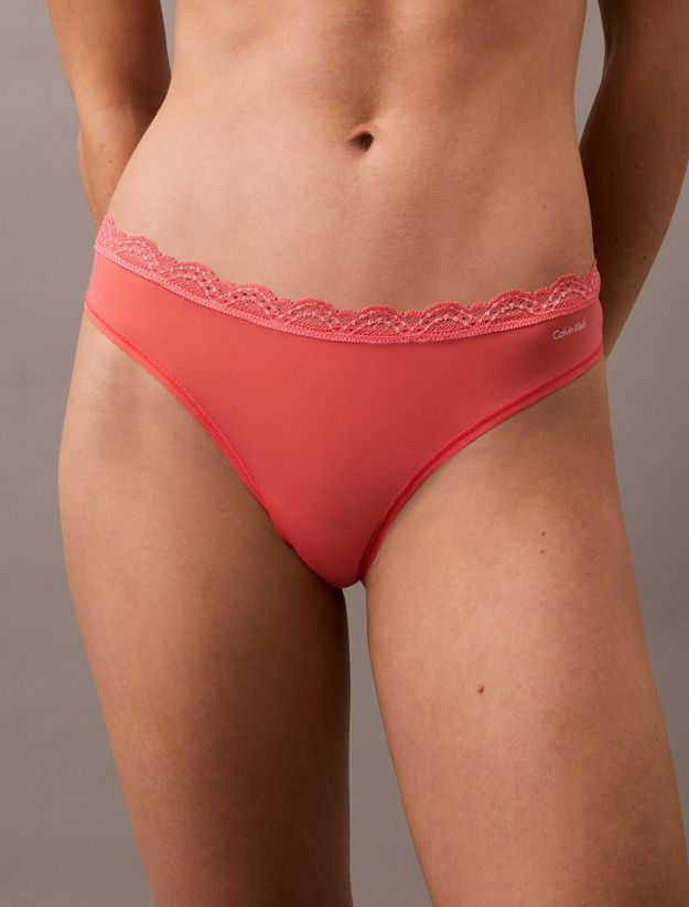 Thong - Microfibre Stretch with Lace