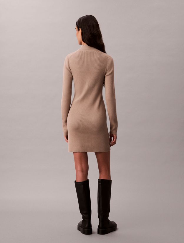 Cotton Knit Roll Neck Dress