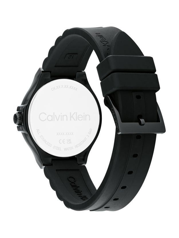 Black Plated Steel Silicone Strap Watch
