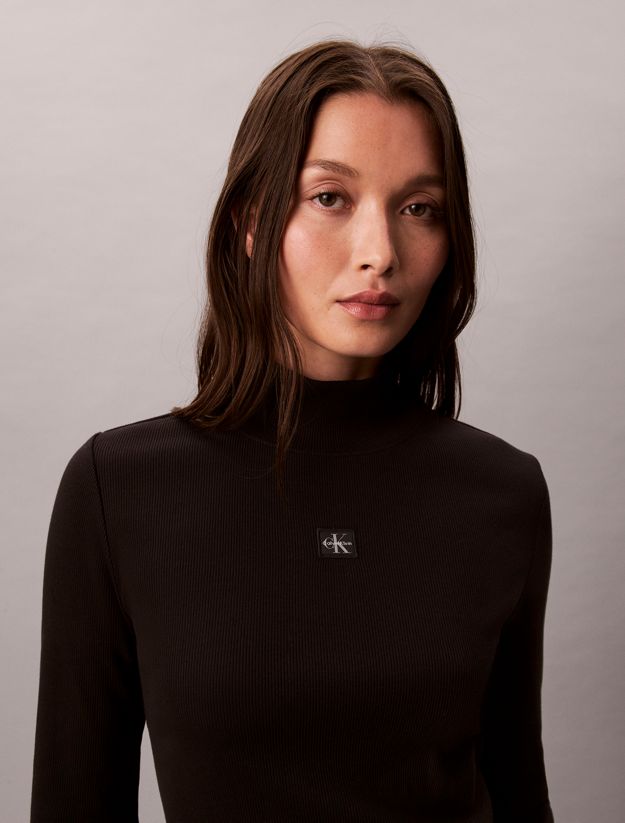 Ribbed Cotton Turtleneck Top