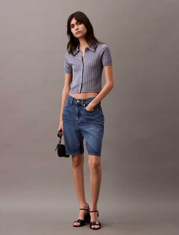 Smooth Knit Cropped Polo Top