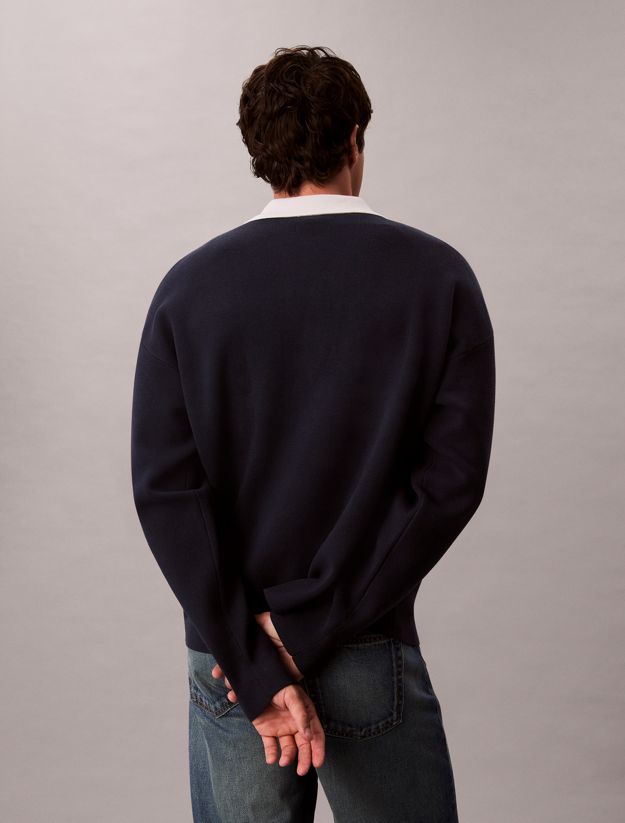Cotton Relaxed Johnny Collar Sweater