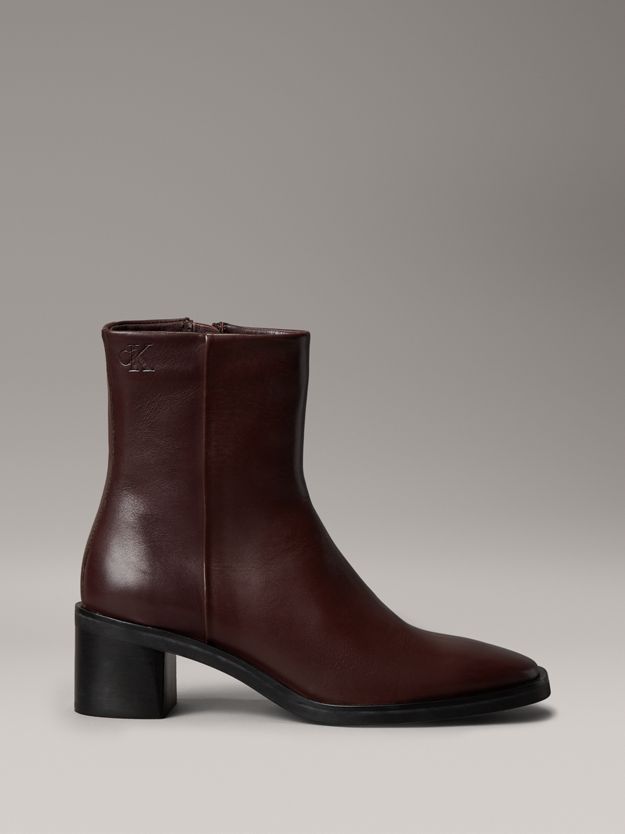 Leather Square Toe Zip Ankle Boots