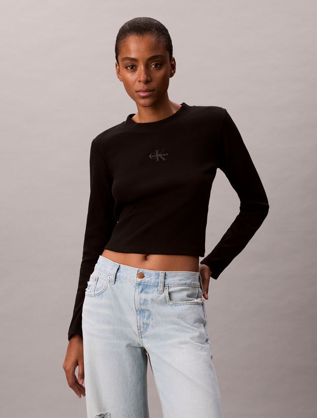 Monogram Logo Long Sleeve Baby Tee