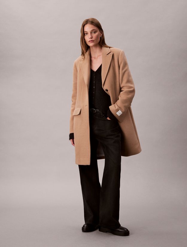 Wool Blend Tailored Coat