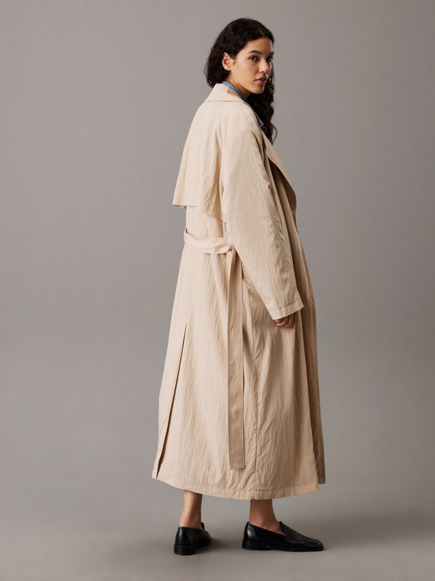 Soft Nylon Long Trench Coat