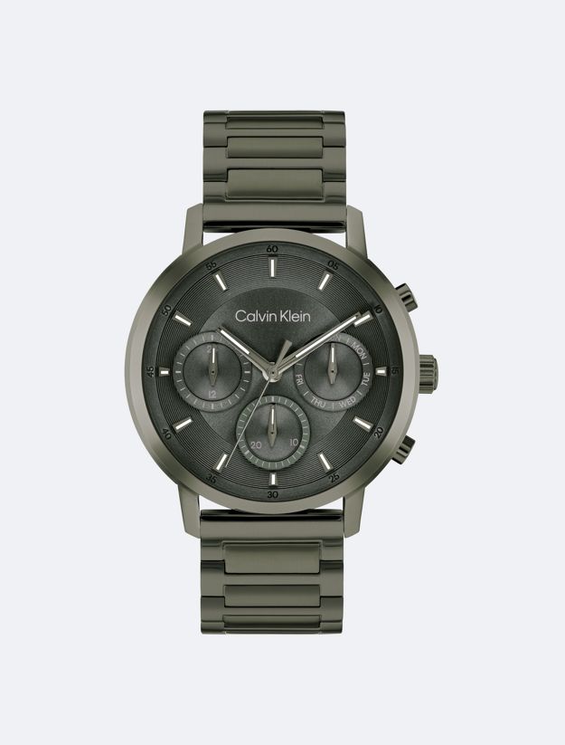 Green Plated Steel Multifunction Watch