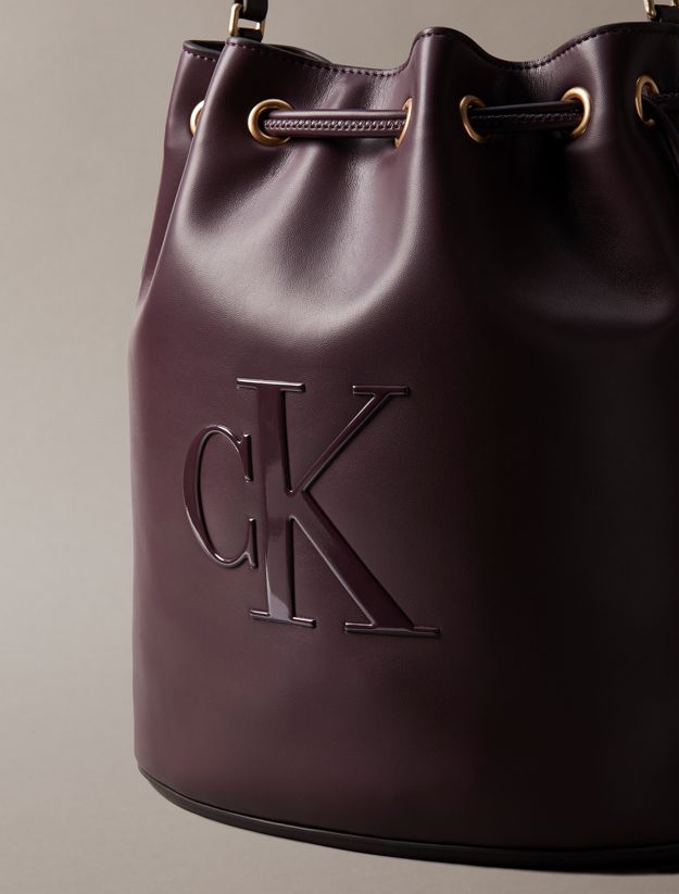 Embossed Monogram Logo Bucket Bag