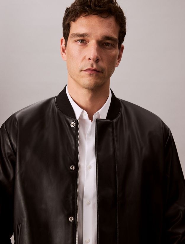 Faux Leather Bomber Jacket