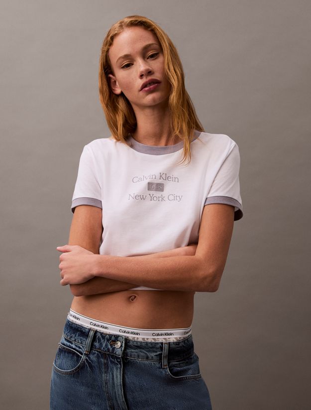 Cropped Logo Ringer T-shirt