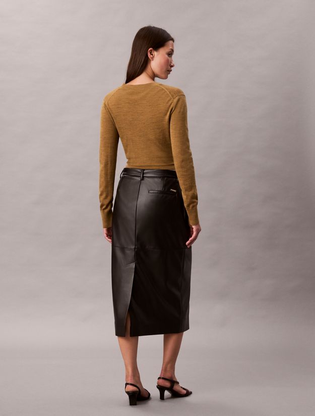 Faux Leather Midi Skirt