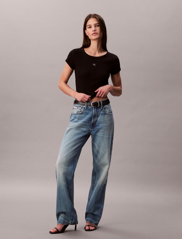 Slim Ribbed Cotton Badge T-shirt