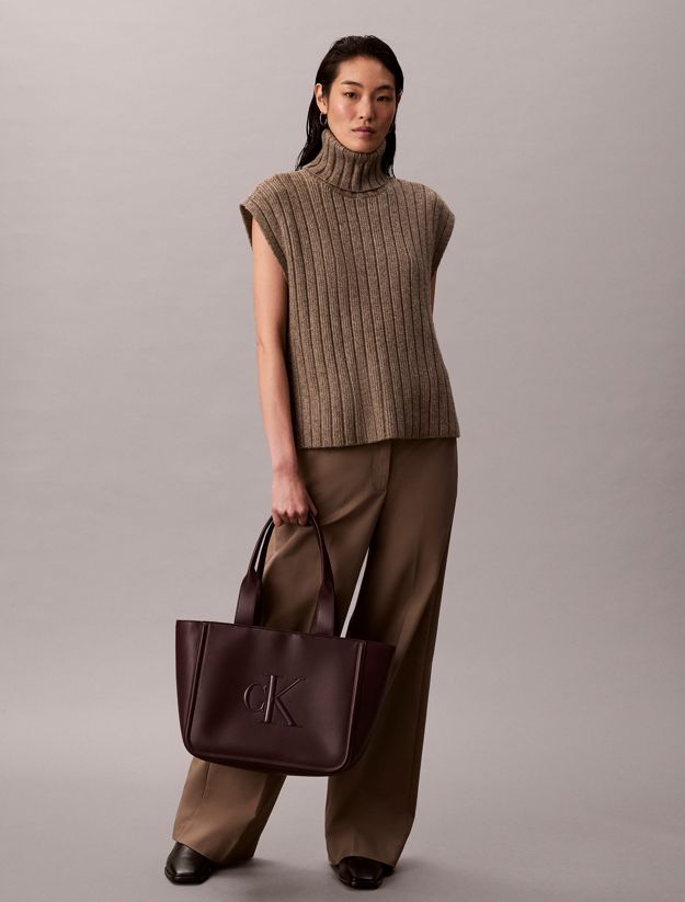 Embossed Monogram Logo Tote Bag