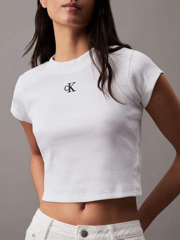 Slim Cropped Ribbed T-shirt