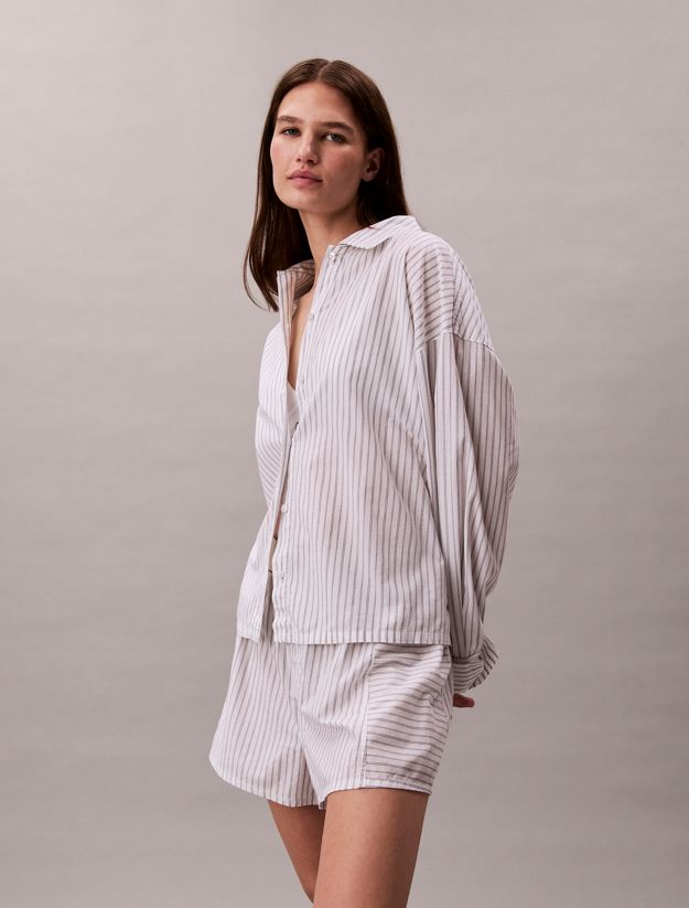Cotton Poplin Pyjama Button-Down Shirt