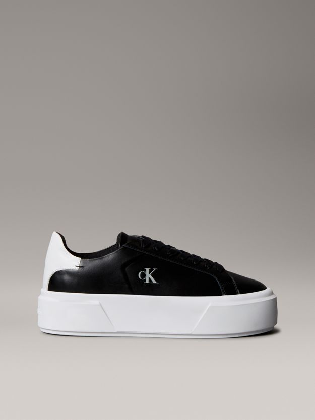 Leather Signature Logo Platform Trainers